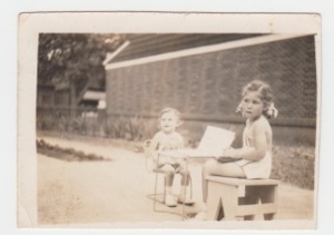 Sonja and me in her backyard.  I was 2 and she was 5 yrs old.